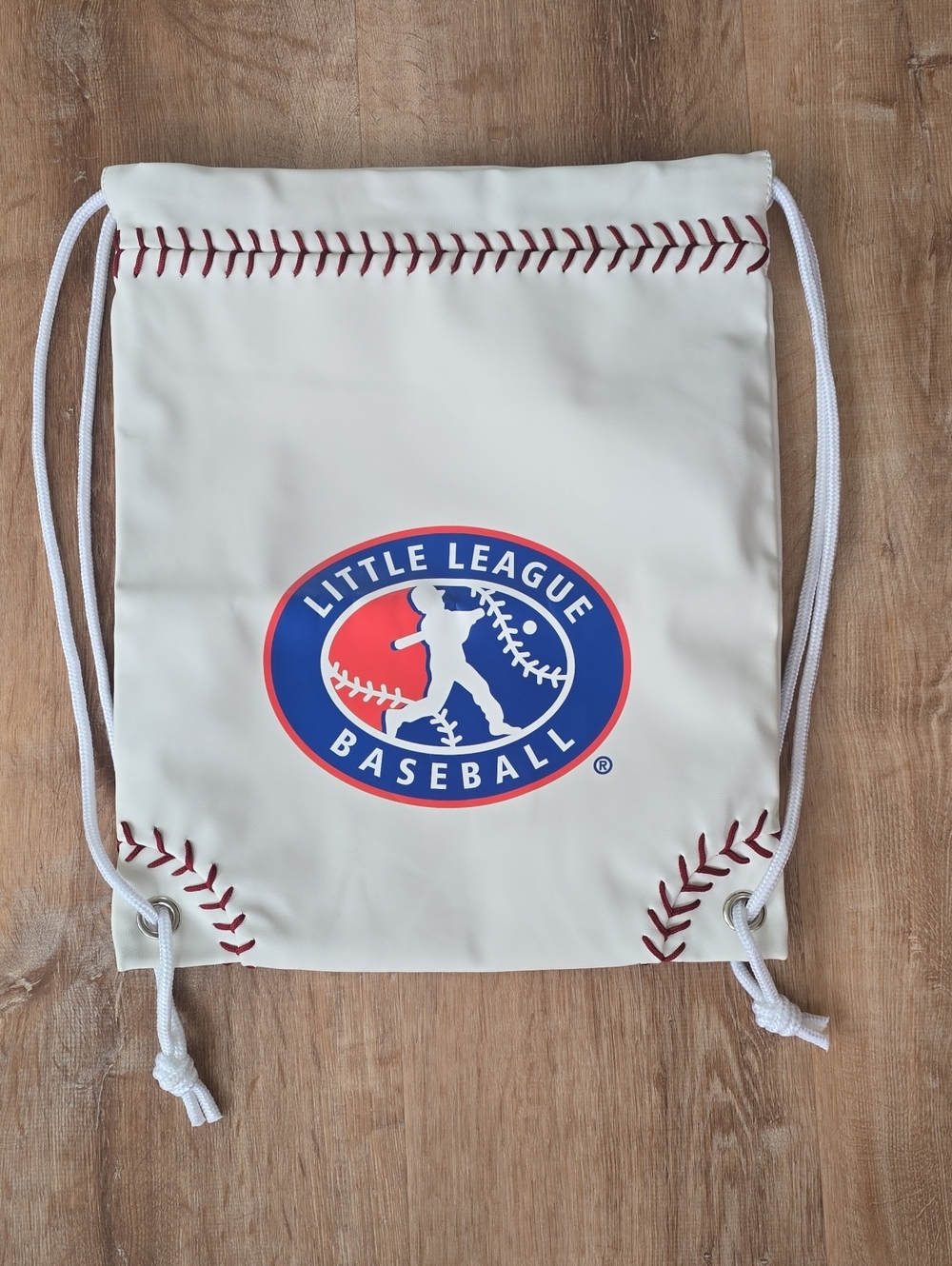 Official Little League Baseball Drawstring Bag Backpack Zumer Sport White